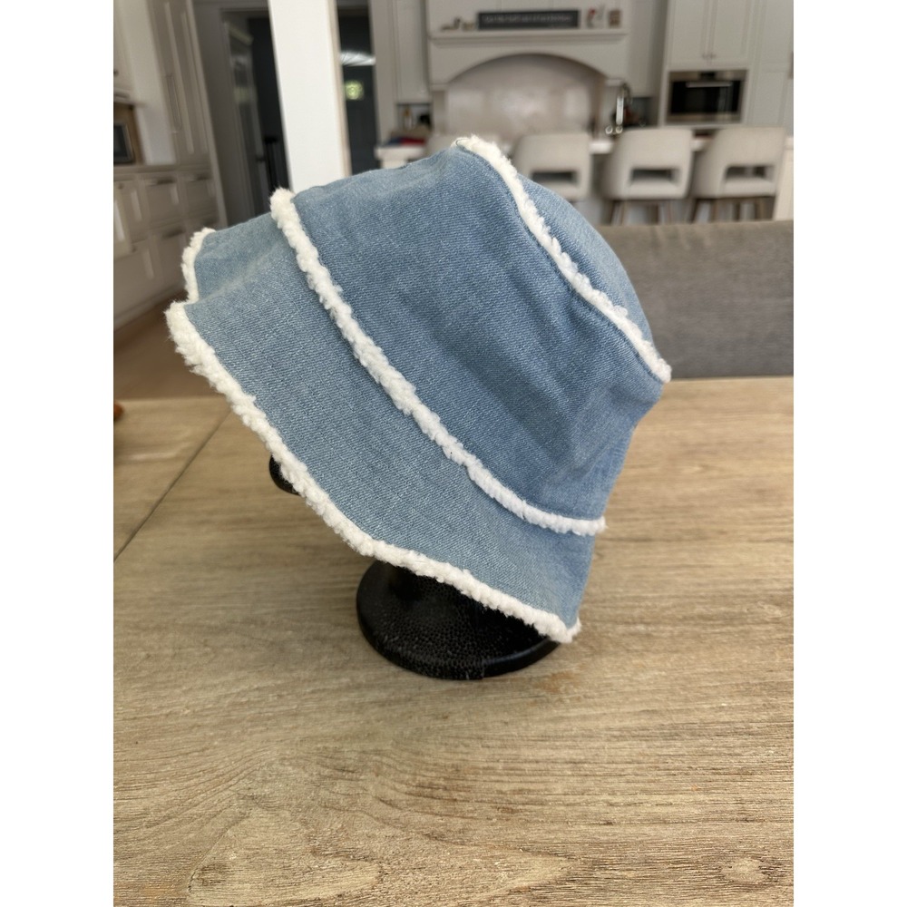 urban outfitters bucket hat denim sherpa reversible winter cottagecore soft girl